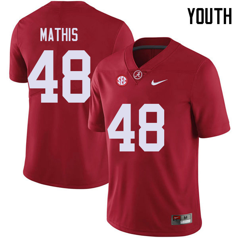 Alabama Crimson Tide Youth Phidarian Mathis #48 Red NCAA Nike Authentic Stitched 2018 College Football Jersey VD16Q65WJ